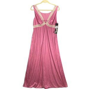 Vassarette Night Gown Women's Large Pink Vintage 70's Lace Satin Bridal Slip